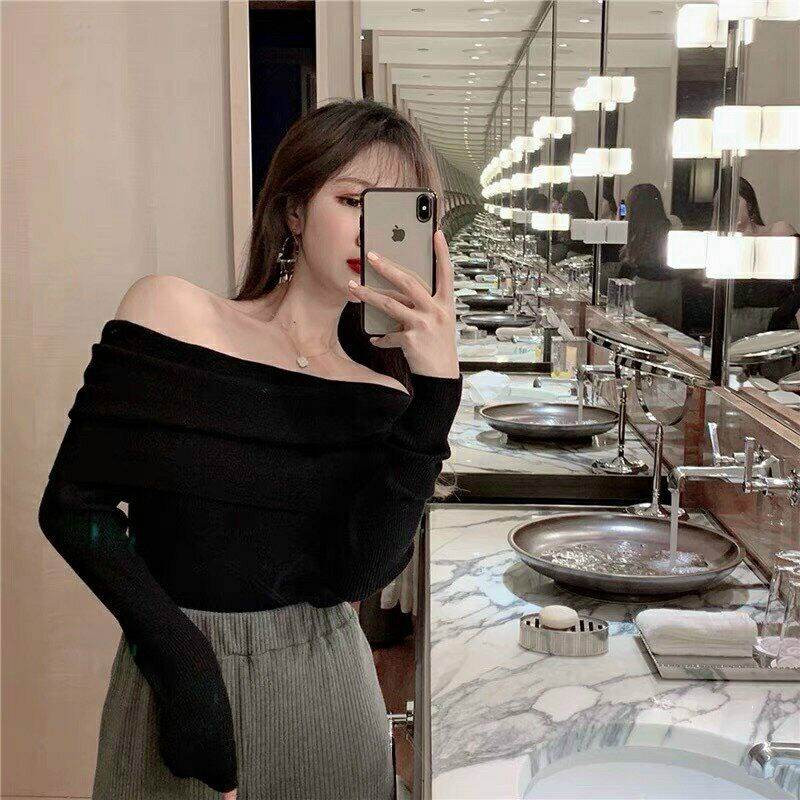 Áo bẹt vai len đỏ rực rỡ siêu đẹp