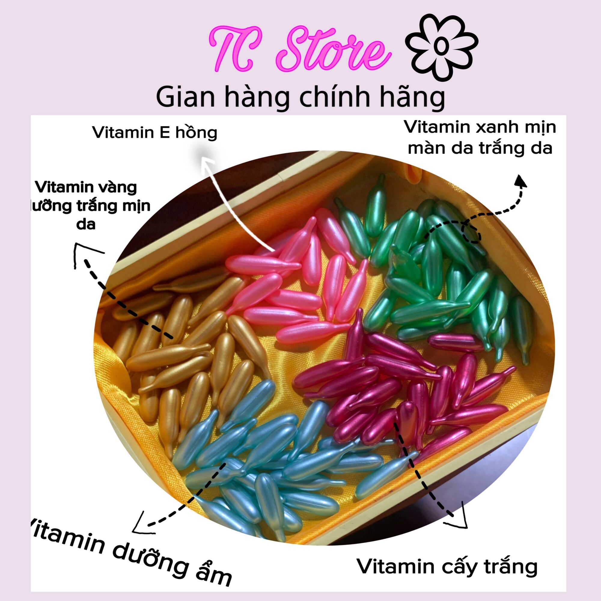Combo 5 Viên Vitamin Kích Trắng Dưỡng Ẩm Face Body