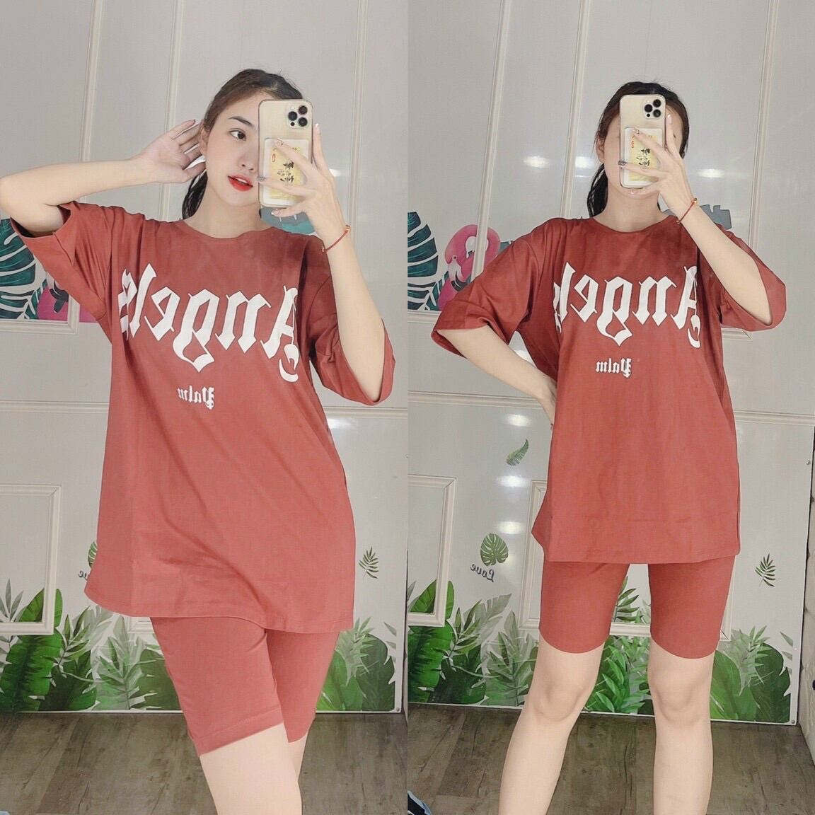 Đồ bộ, set bộ thun lửng chất cotton co giản mặc nhà dễ thương form rộng thoải mái bigsize tới 85kg