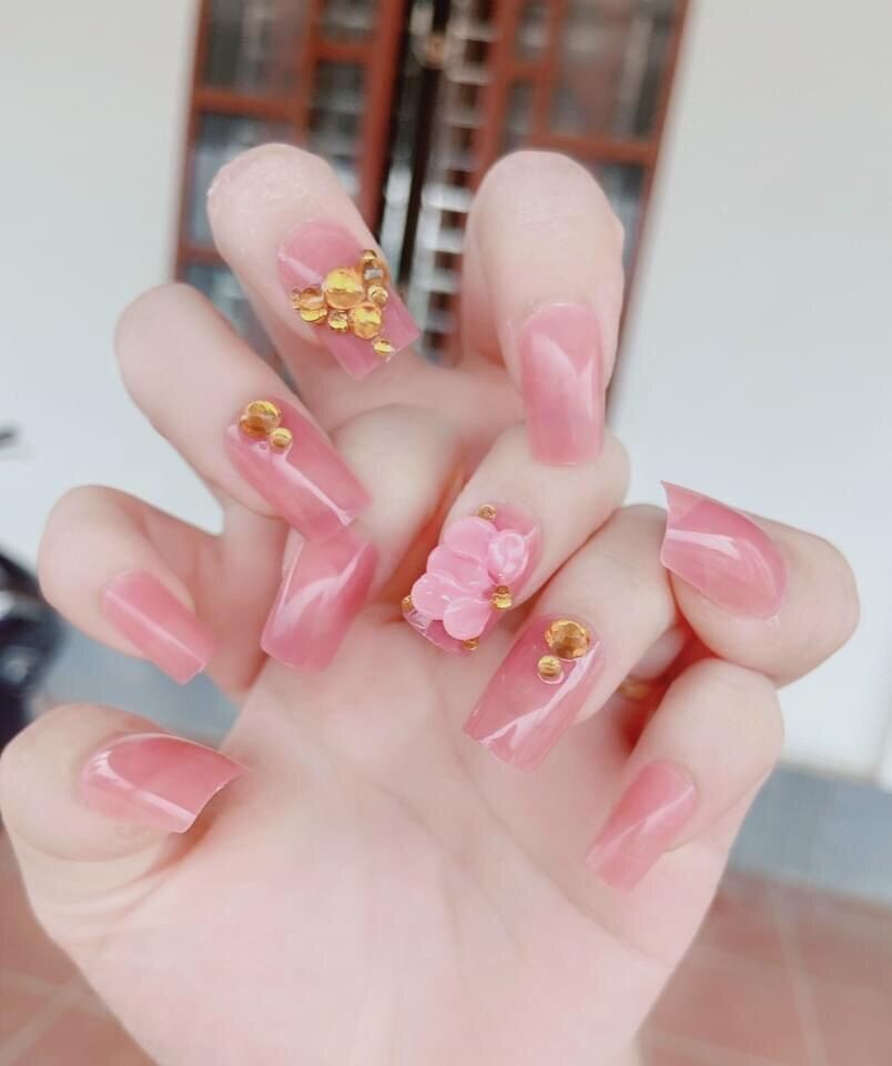 (FREESHIP) BỘ 24 móng tay giả màu thạch/ móng tay giả đính đá/ móng tay giả giá rẻ