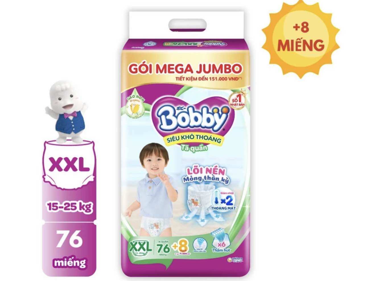 Tã quần Bobby lõi nén thần kì 3mm đủ size