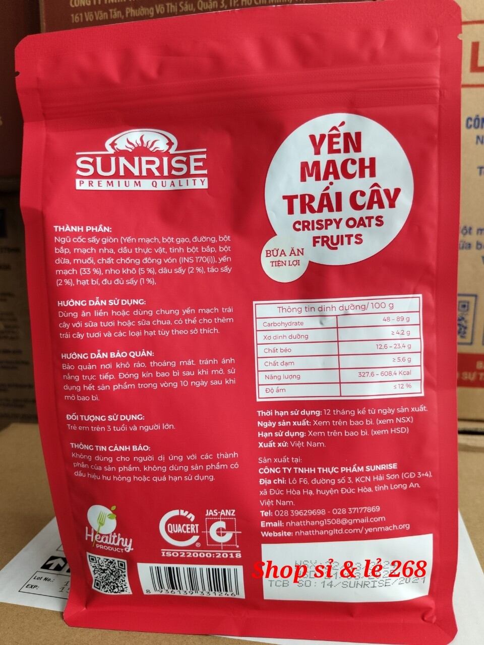 Yến mạch trái cây Sunrise bịch 300g