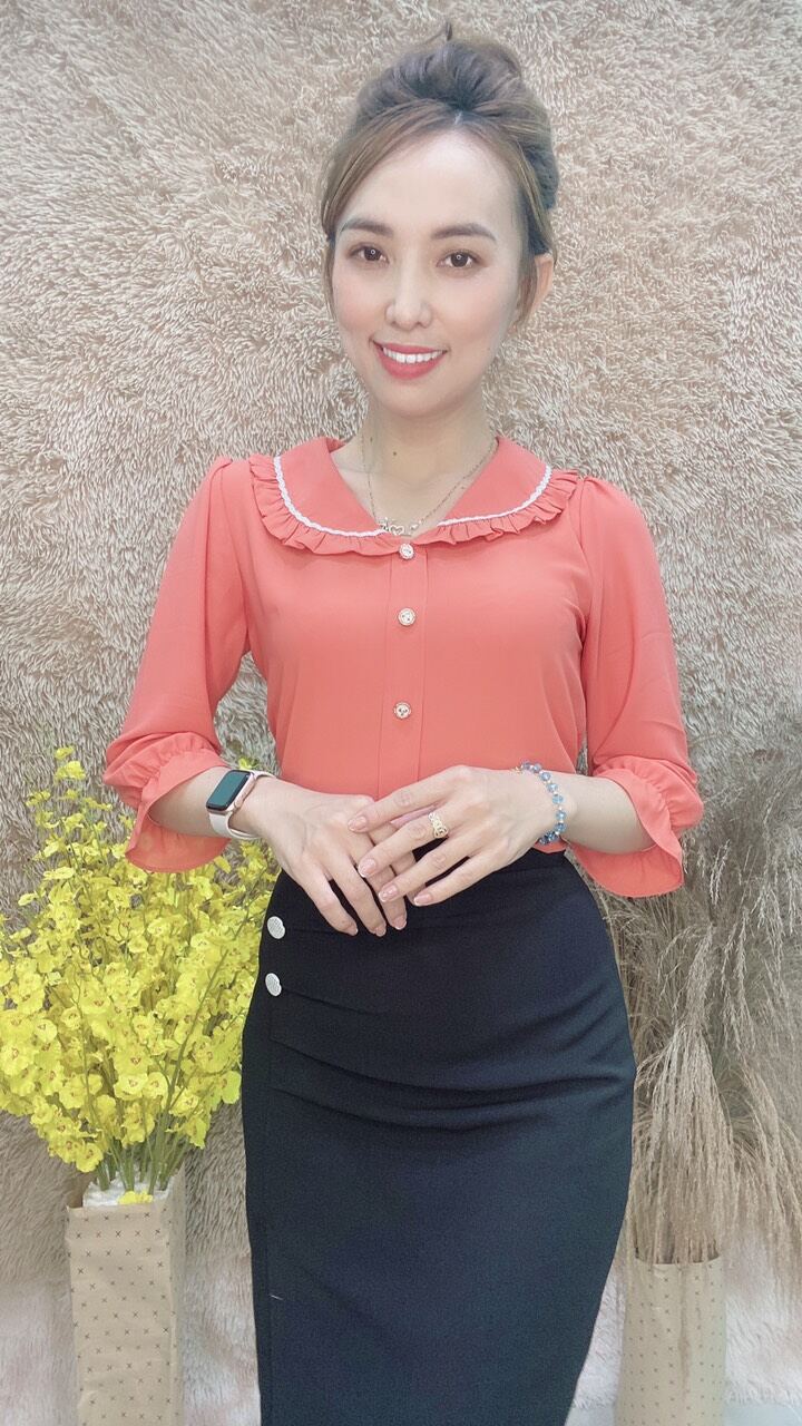 Áo sơ mi nữ - công sở đẹp - áo cổ dún bèo tay lỡ -