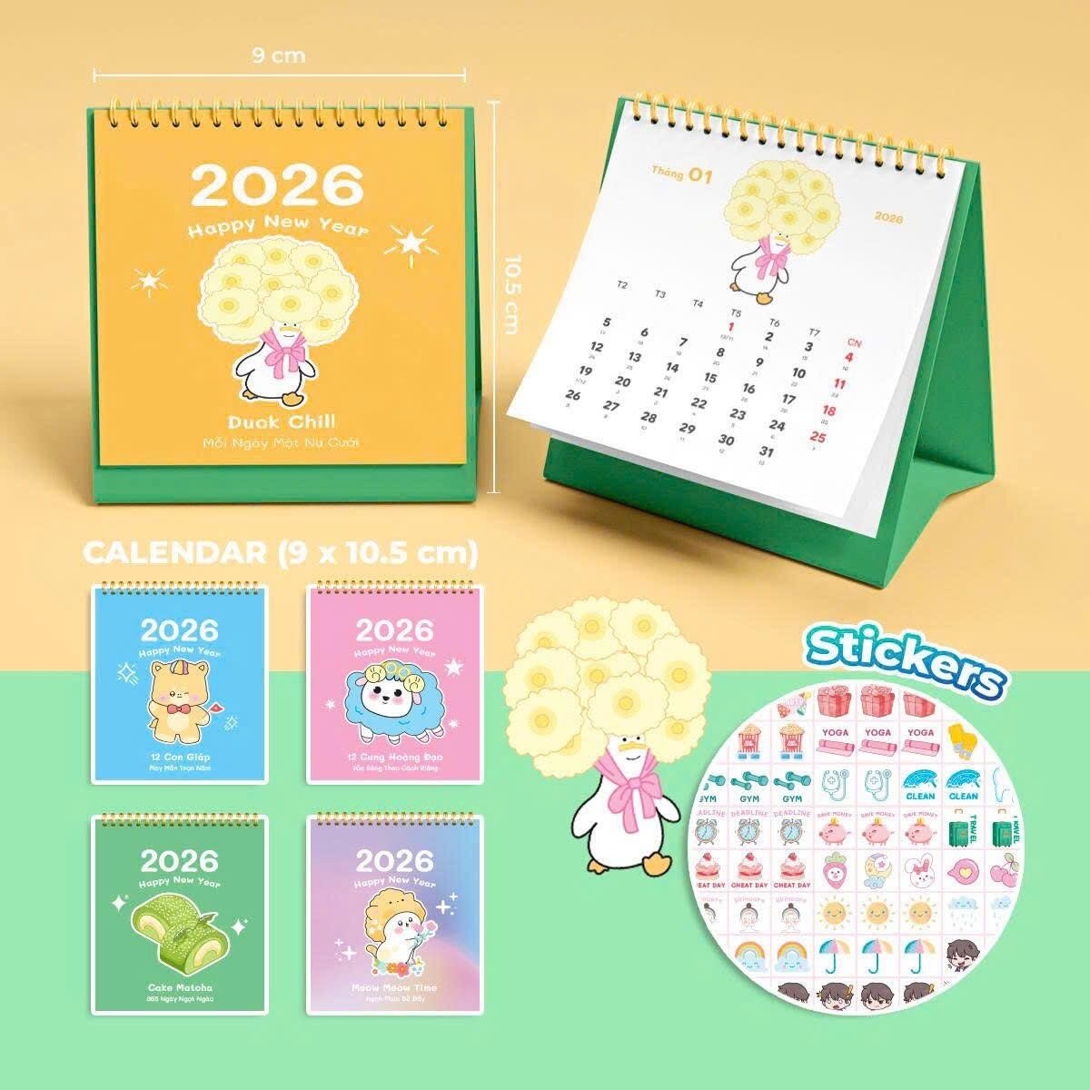 Lịch để bàn 2026 cute