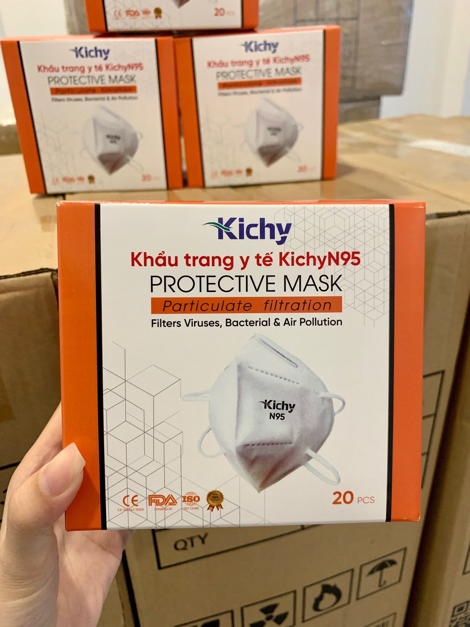 Khẩu trang n95 kháng khuẩn kichy - xuất khẩu châu âu & mỹ - tem chính hãng