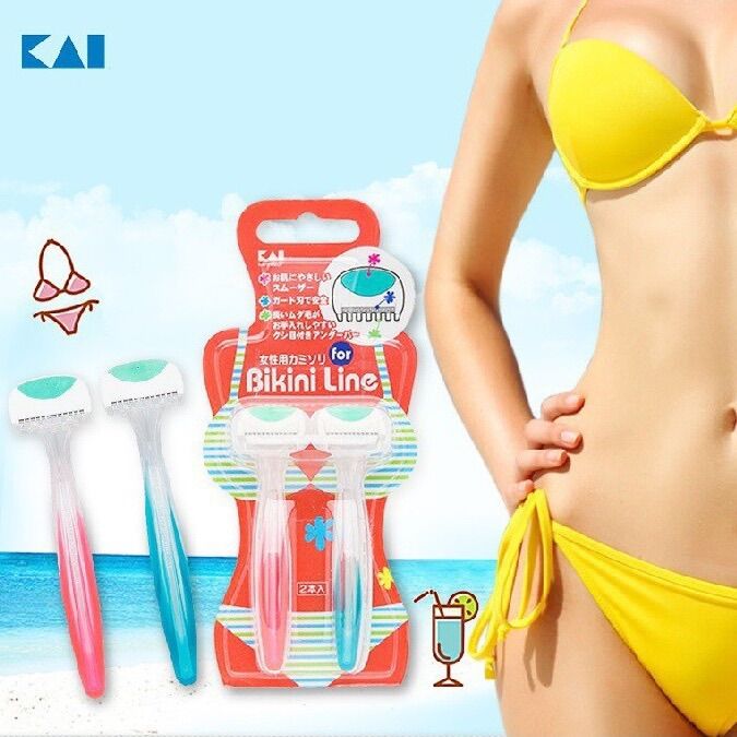 Set 2 dao cạo vùng Bikini Kai - màu xanh đỏ