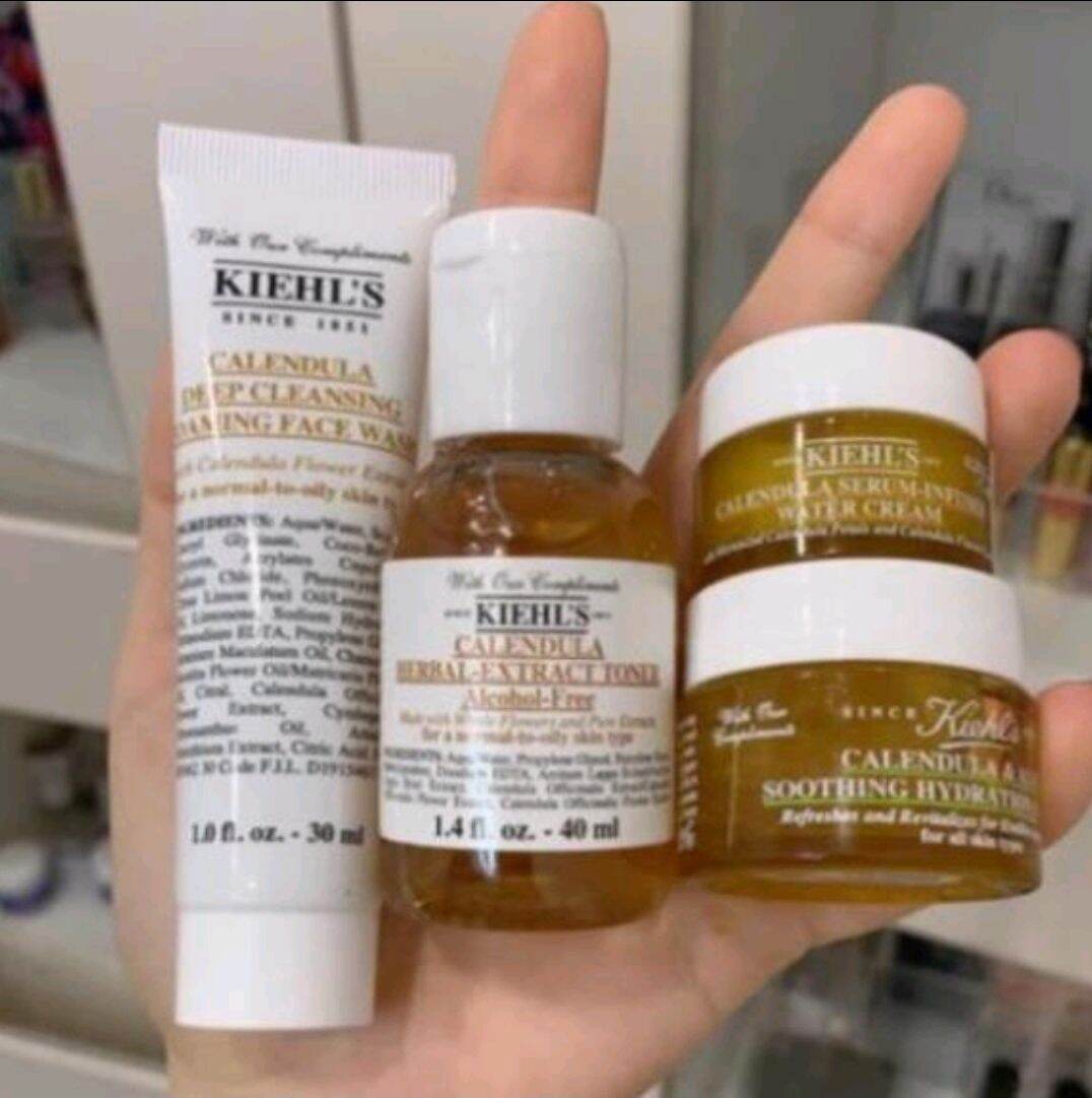 Set 4 món Kiehl's Sữa rửa mặt hoa cúc 30ml+ toner hoa cúc 40ml + kem dưỡng hoa cúc 7ml + mặt nạ hoa cúc 14ml