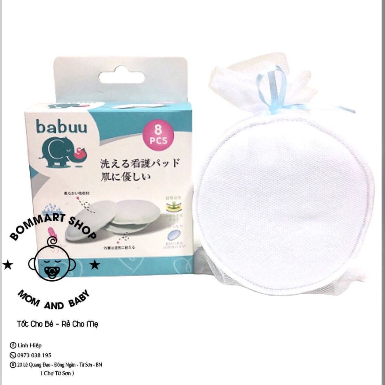 Miếng lót thấm sữa vải babuu nhật bản hộp 8 miếng