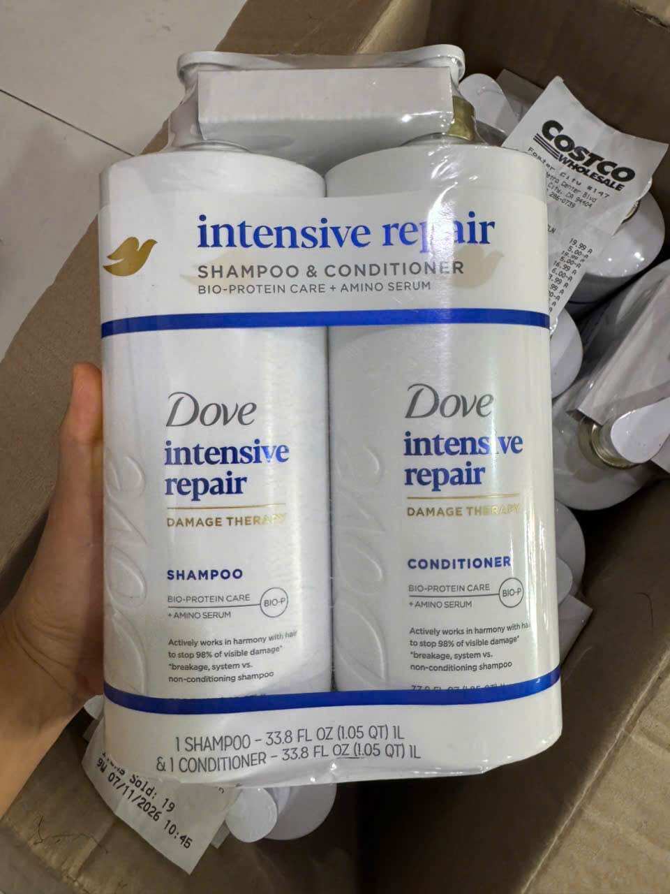 [ Chai 1 Lít ] Cặp dầu gội và dầu xả Dove Intensive Repair Shampoo & Conditioner 1L Mỹ.