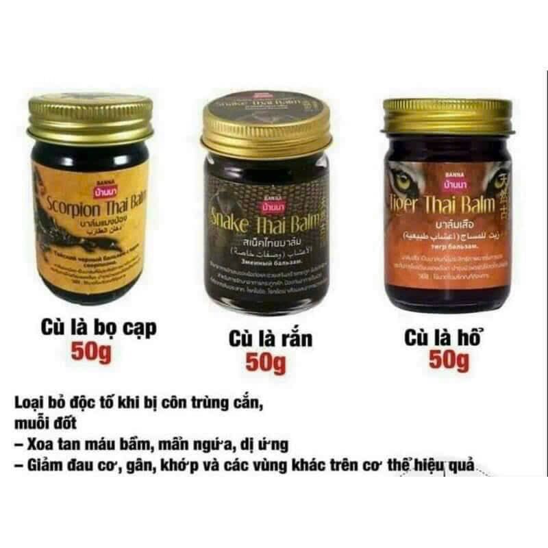 Dầu cù là cao hổ,rắn,bò cạp xoa bóp giảm đau giảm xưng 50g thái lan