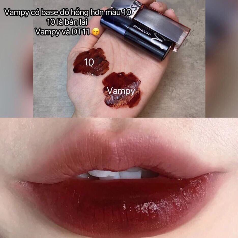 Son thỏ đen Cappuvini - son tint lì thỏ xanh, son thỏ đen màu 10