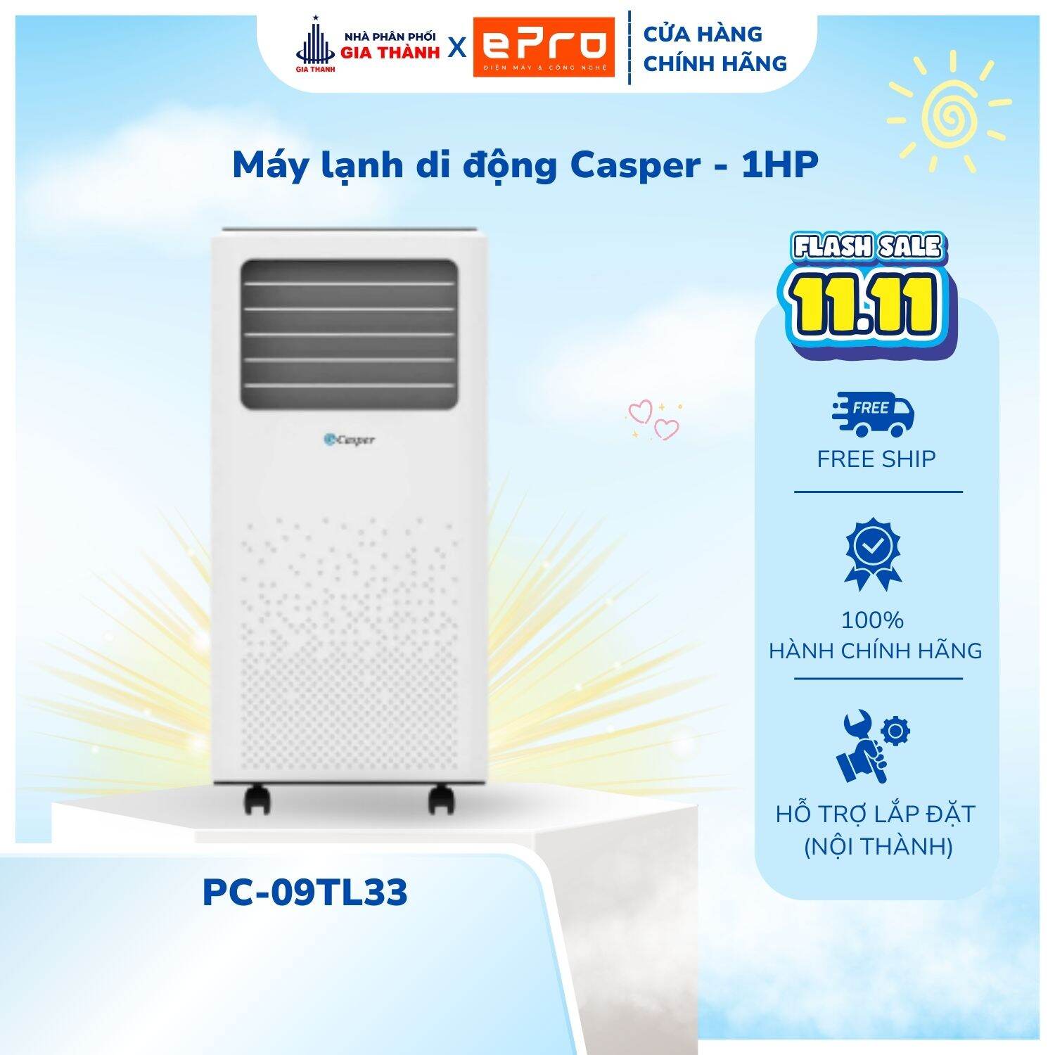 (PC-09TL33) Điều Hòa Di Động Casper PC-09TL33 - Hàng chính hãng