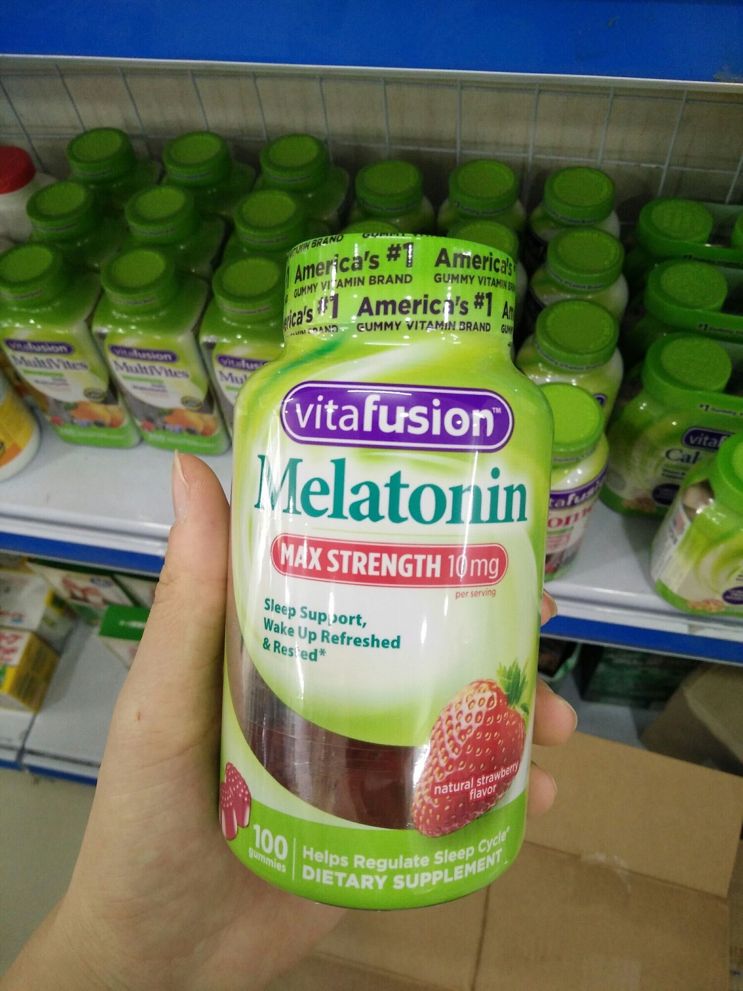 Kẹo dẻo hỗ trợ giấc ngủ ngon Vitafusion Melatonin Max Strength 10mg 100v