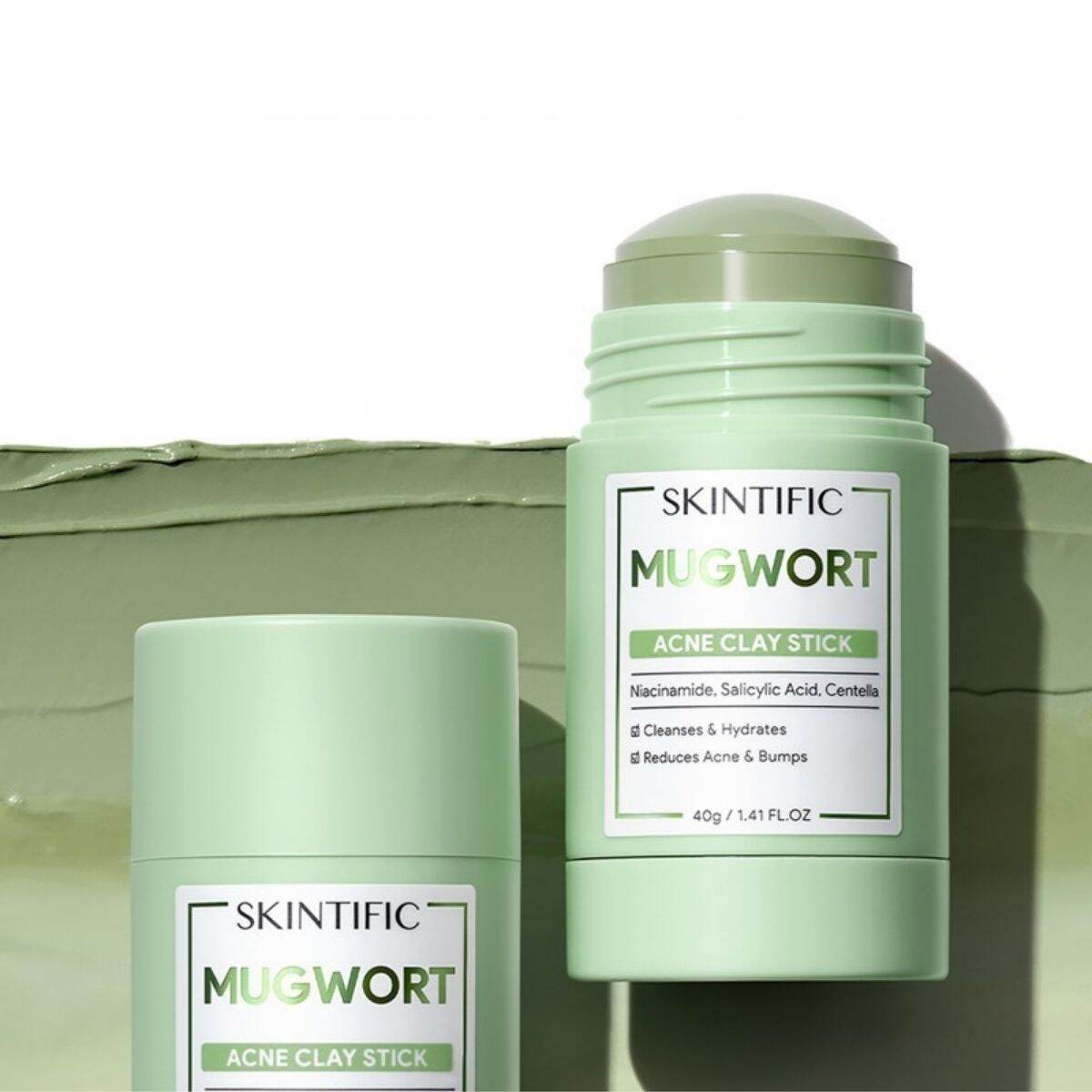 SKINTIFIC Thanh lăn mặt nạ đất sét ngải cứu giảm mụn đất sét Mugwort ANTI PORES & MẶT NẠ ĐẤT SÉT bùn MỤN Cấp ẩm Ngải Cứu 40g