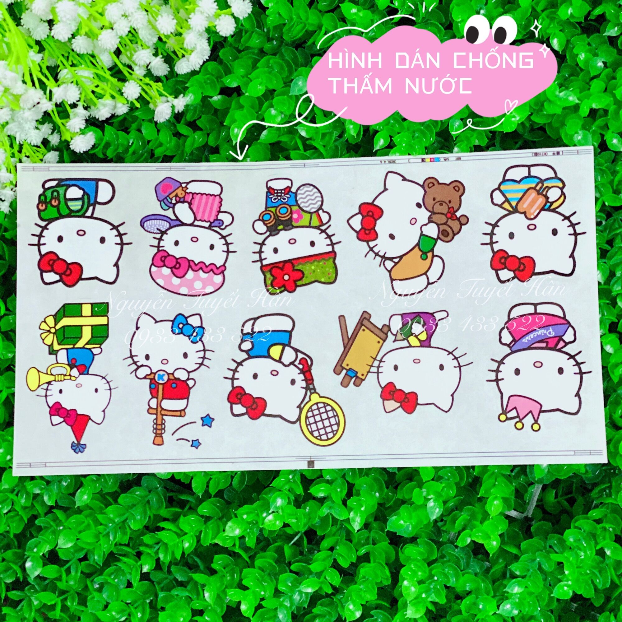 Hình dán chống thấm nước Hello Kitty - Doremon Doraemon - Melody - Brown