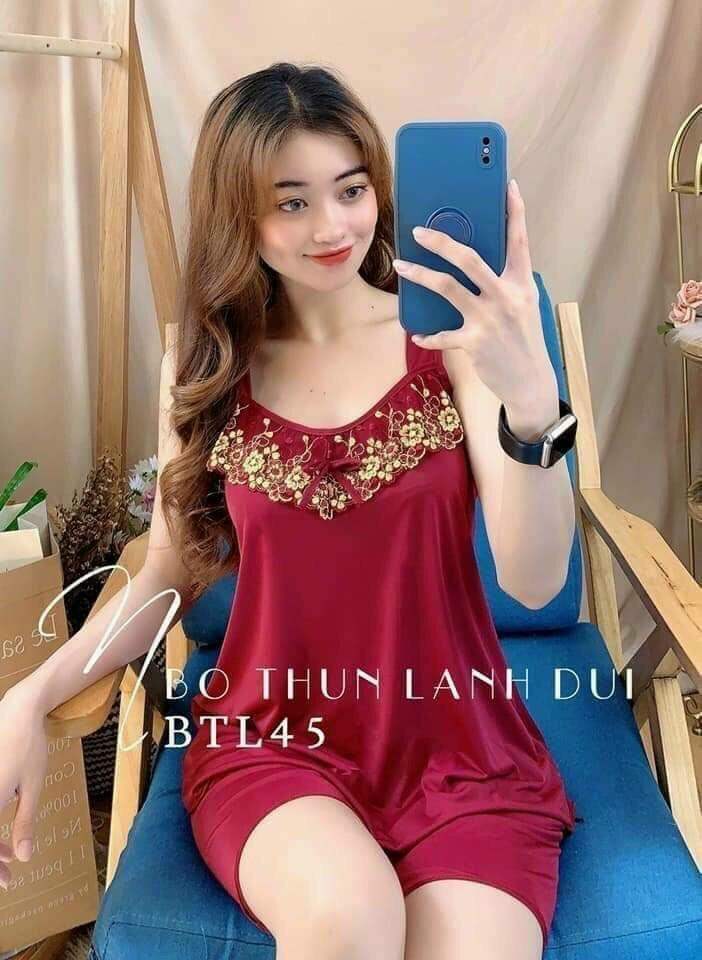 Đồ bộ nữ, bộ đùi thun lạnh dây bản phối ren