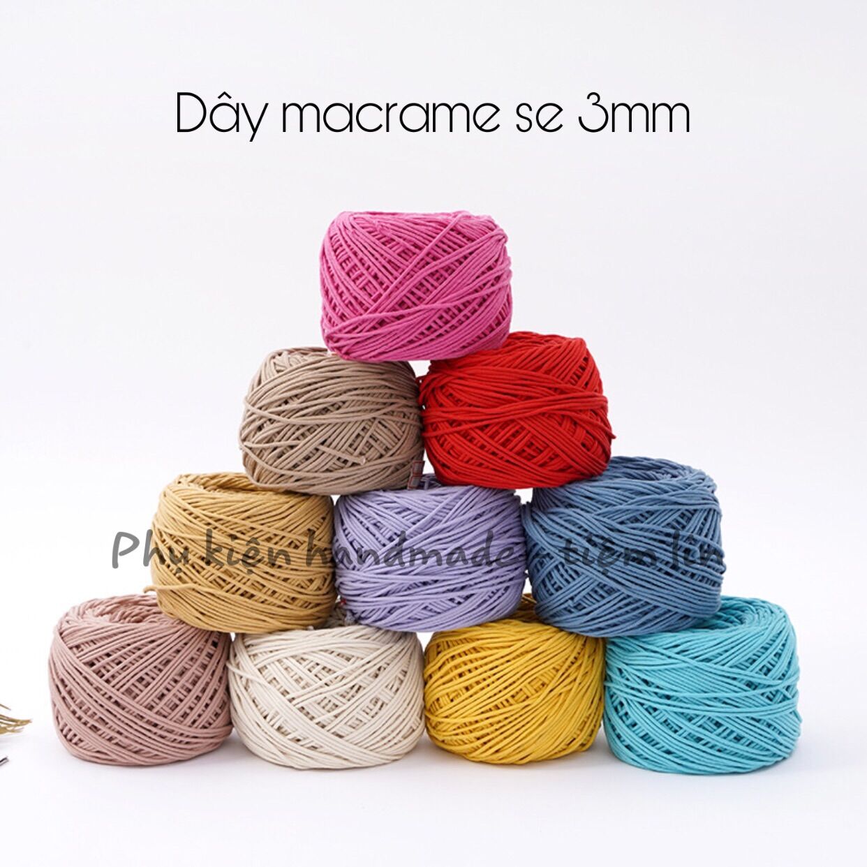 Dây thừng cotton màu size 3mm thắt macrame, trang trí, decor