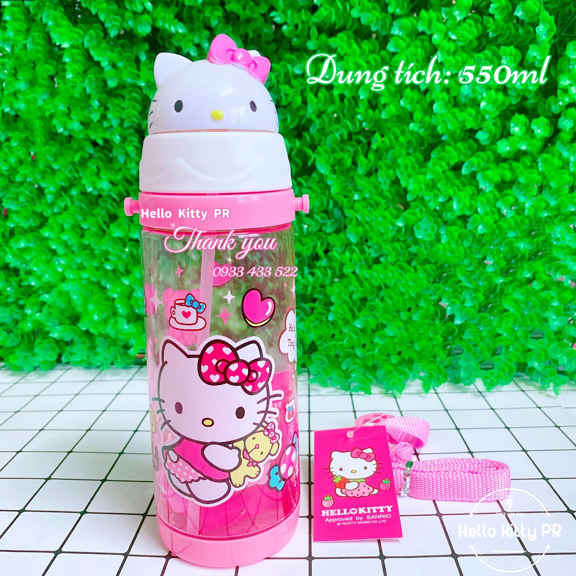 Bình nước có dây đeo Hellokitty Doremon Doraemon - Ếch xanh