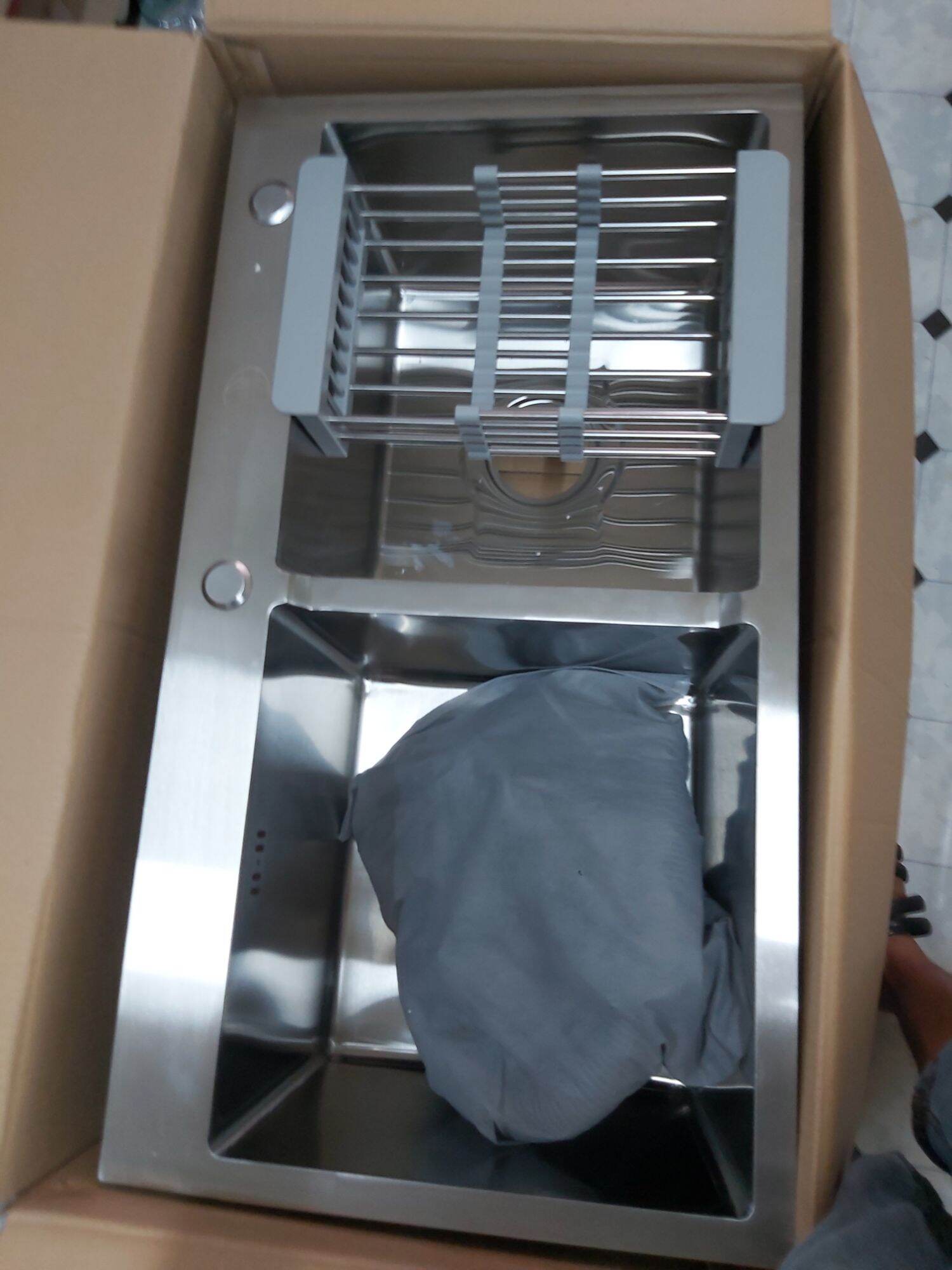 Chậu rửa bát inox đúc 2 hố 82x45x23. Bồn rửa bát inox hai hố