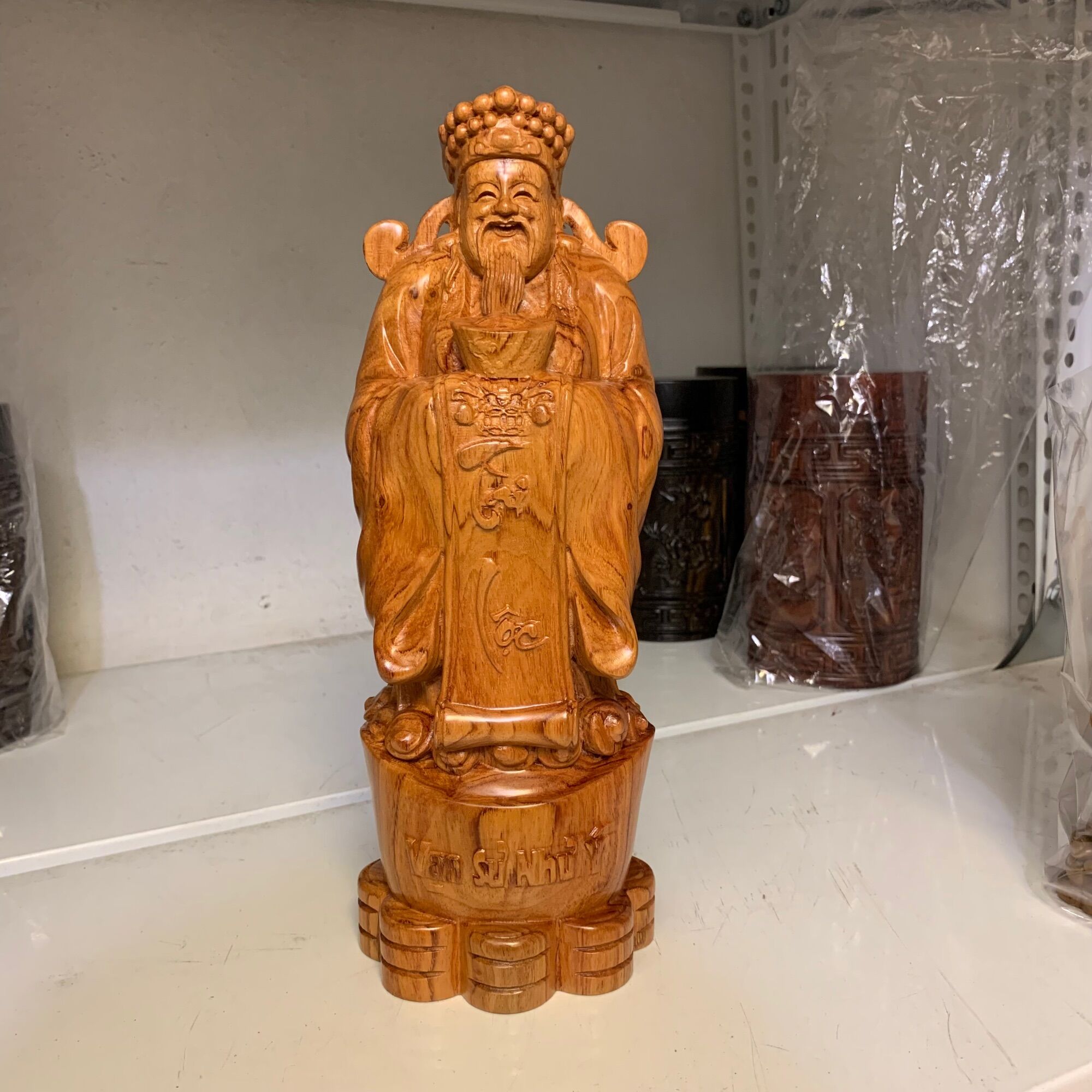 Tượng thần tài gỗ hương cao 30 cm (cao 30, ngang 11, sâu 9)