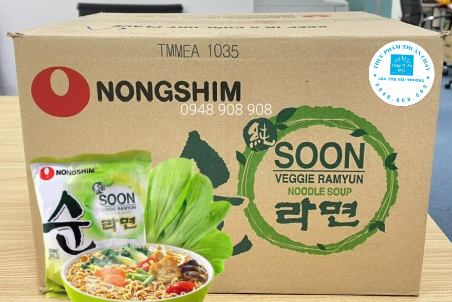 Thùng mì soon chay hàn quốc nguyên thùng gồm 40 gói nhập khẩu date 9/2024