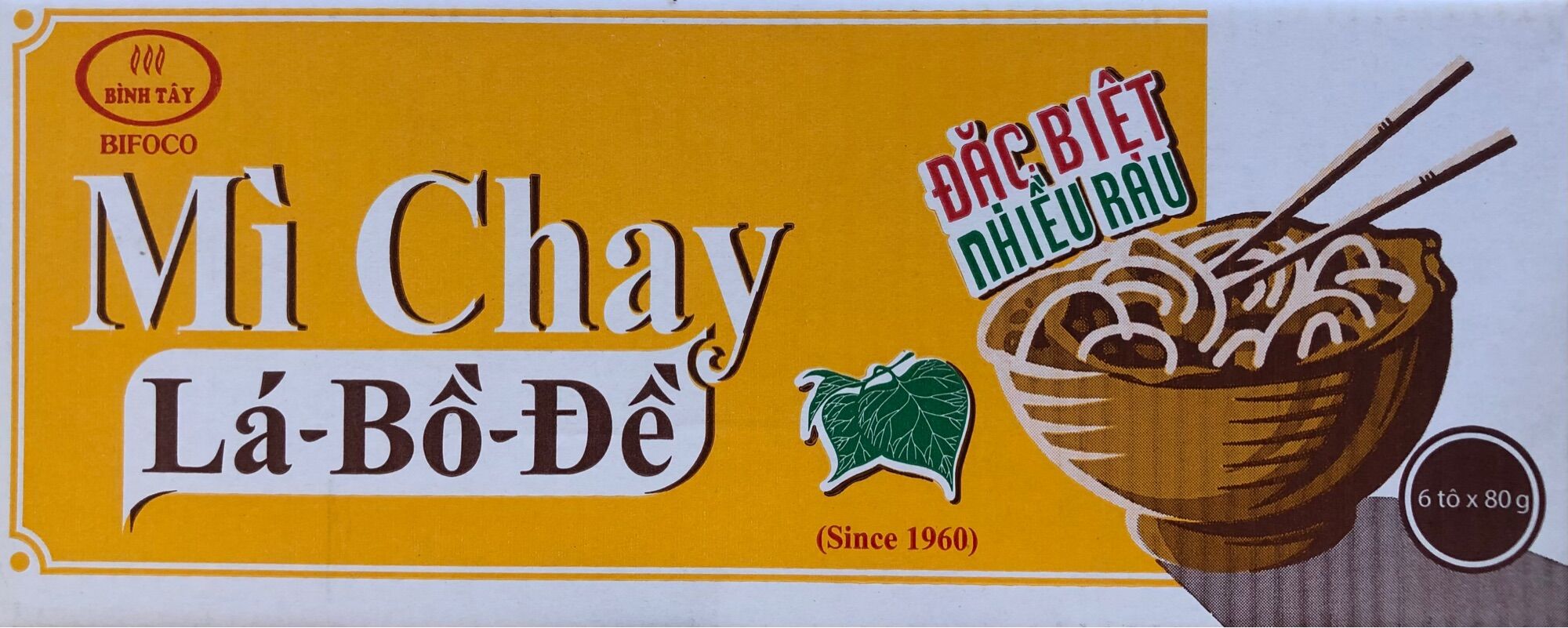 Mì chay lá bồ đề tô (6 tô/thùng) - Vegetable Instant Noodle Bowl (Pack of 6)