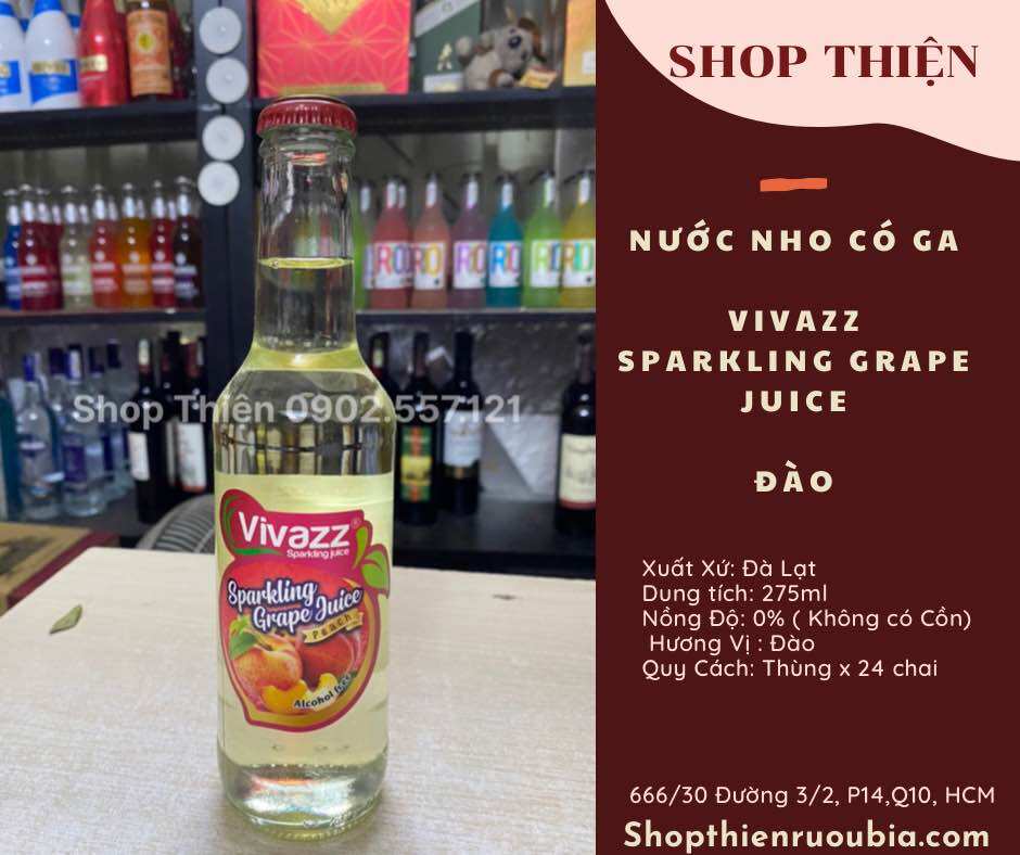 Nước nho có ga vivazz sparkling juice 275ml-hương đào