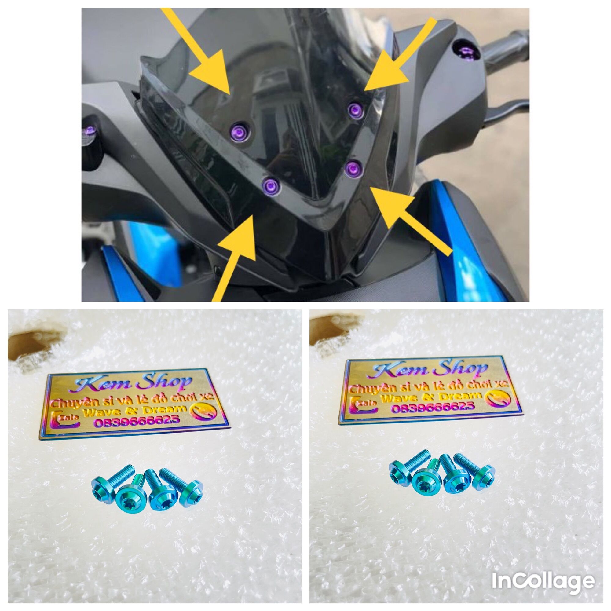Bộ 4 ốc titan gr5 gắn mão winner x