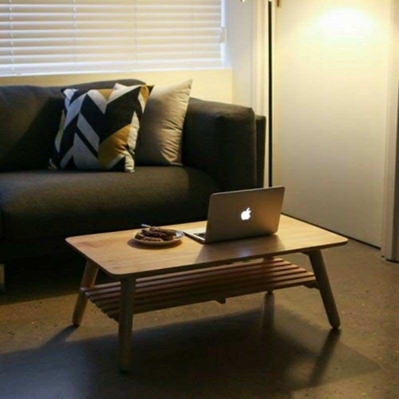 Bàn trà 2 tầng xếp gọn gỗ cao su - Bàn Sofa gấp gọn 47wood