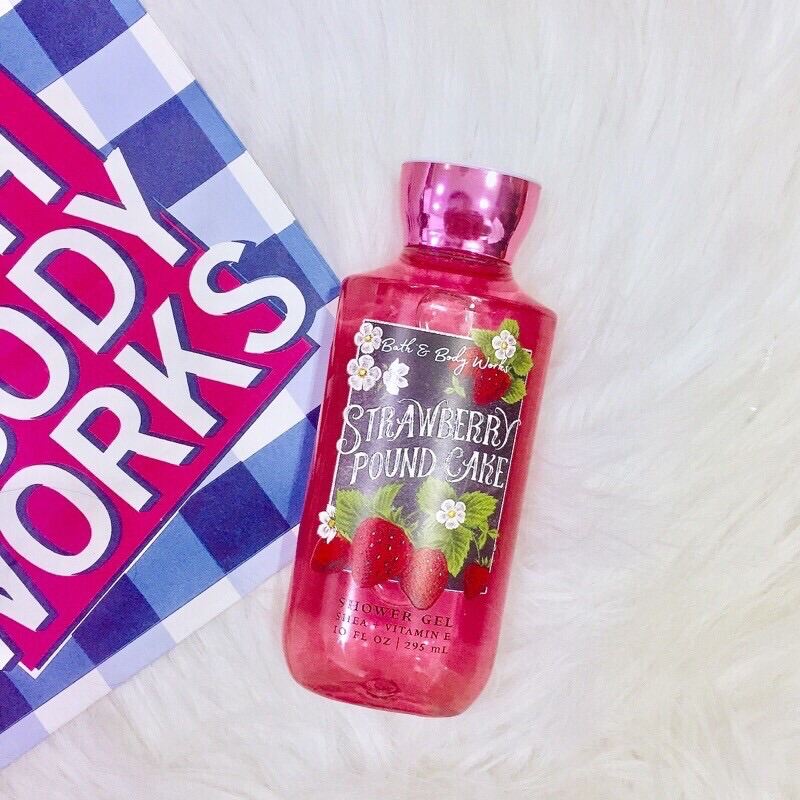 [Hcm]Sữa Tắm Lưu Hương Mịn Da Bath And Body Works - Strawberry Pound Cake 295Ml