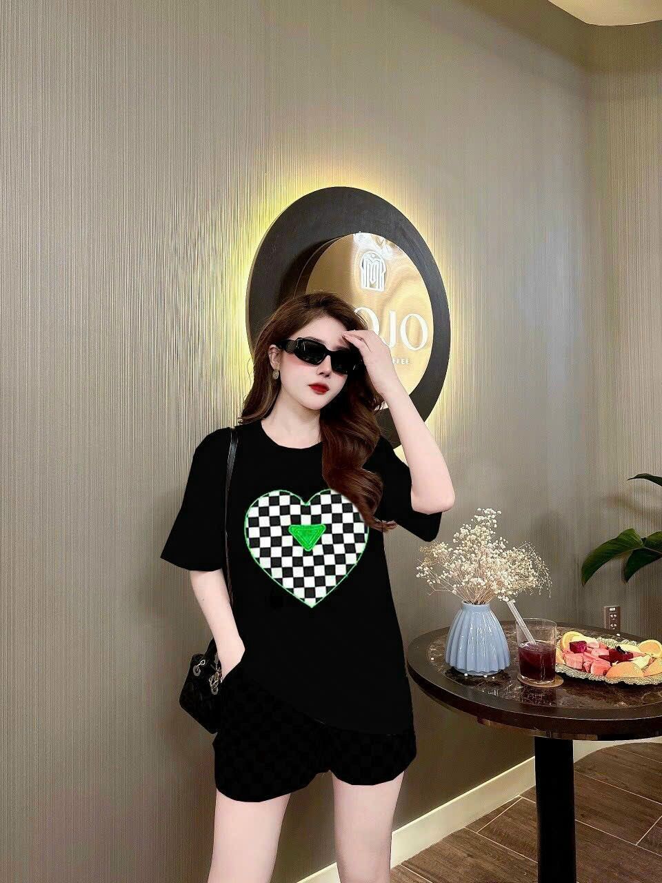 BỘ SHORT COTTON THÊU TIM CAO CẤP