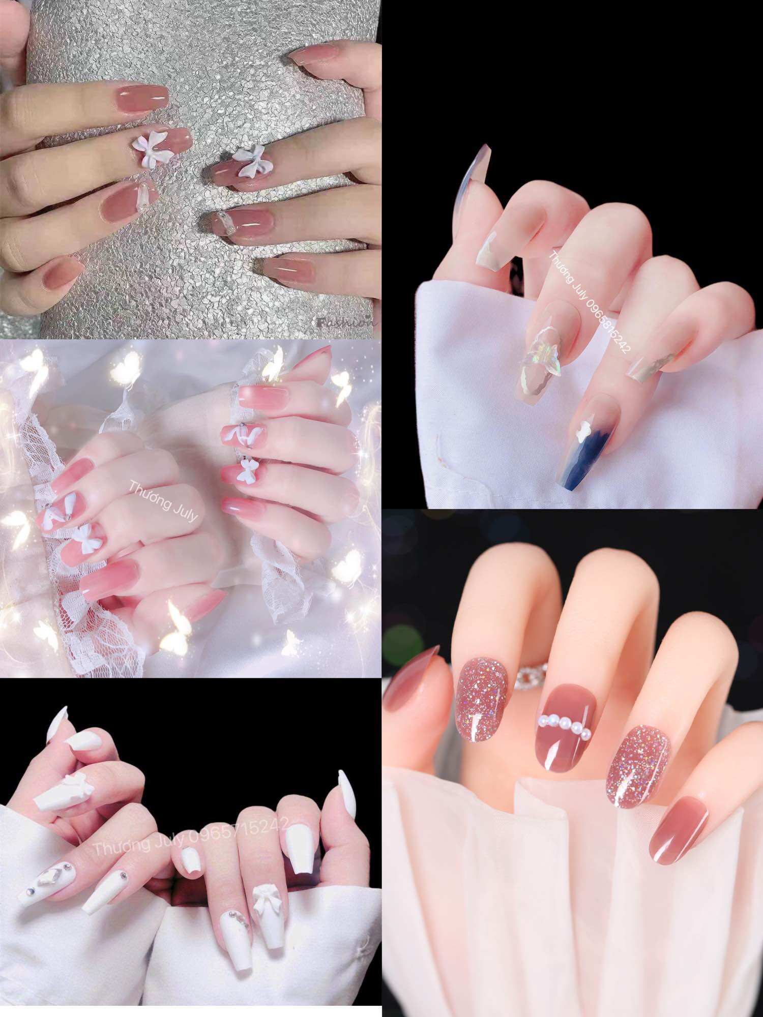 Bộ 24 móng tay giả đính đá thiết kế thời trang nữ nails box thiết kế sang chảnh kèm keo và dũa móng giả đẹp