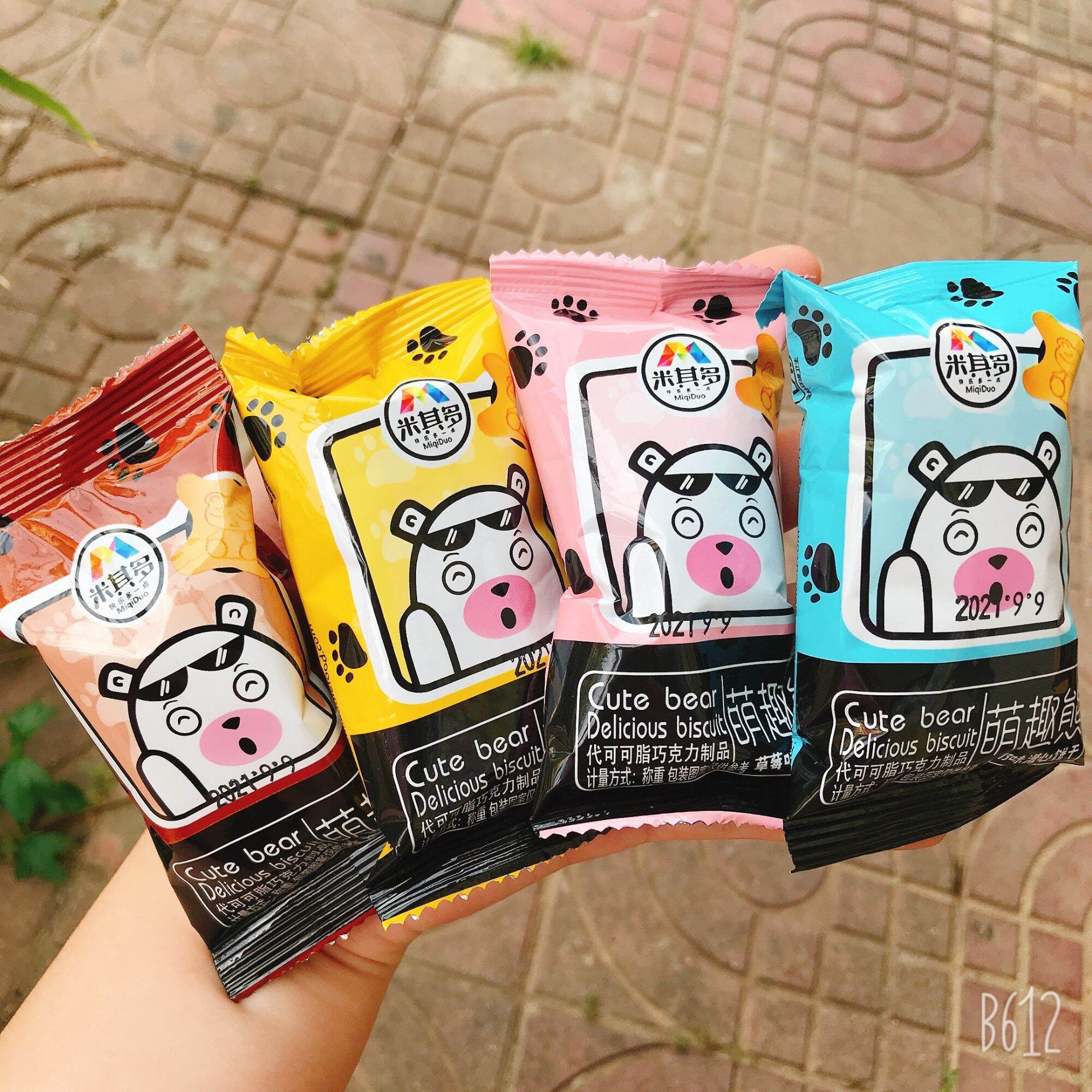 Bánh Gấu nhân kem 6 vị matcha, sữa, trứng, socola, dâu, kem sale còn 3.5k/gói