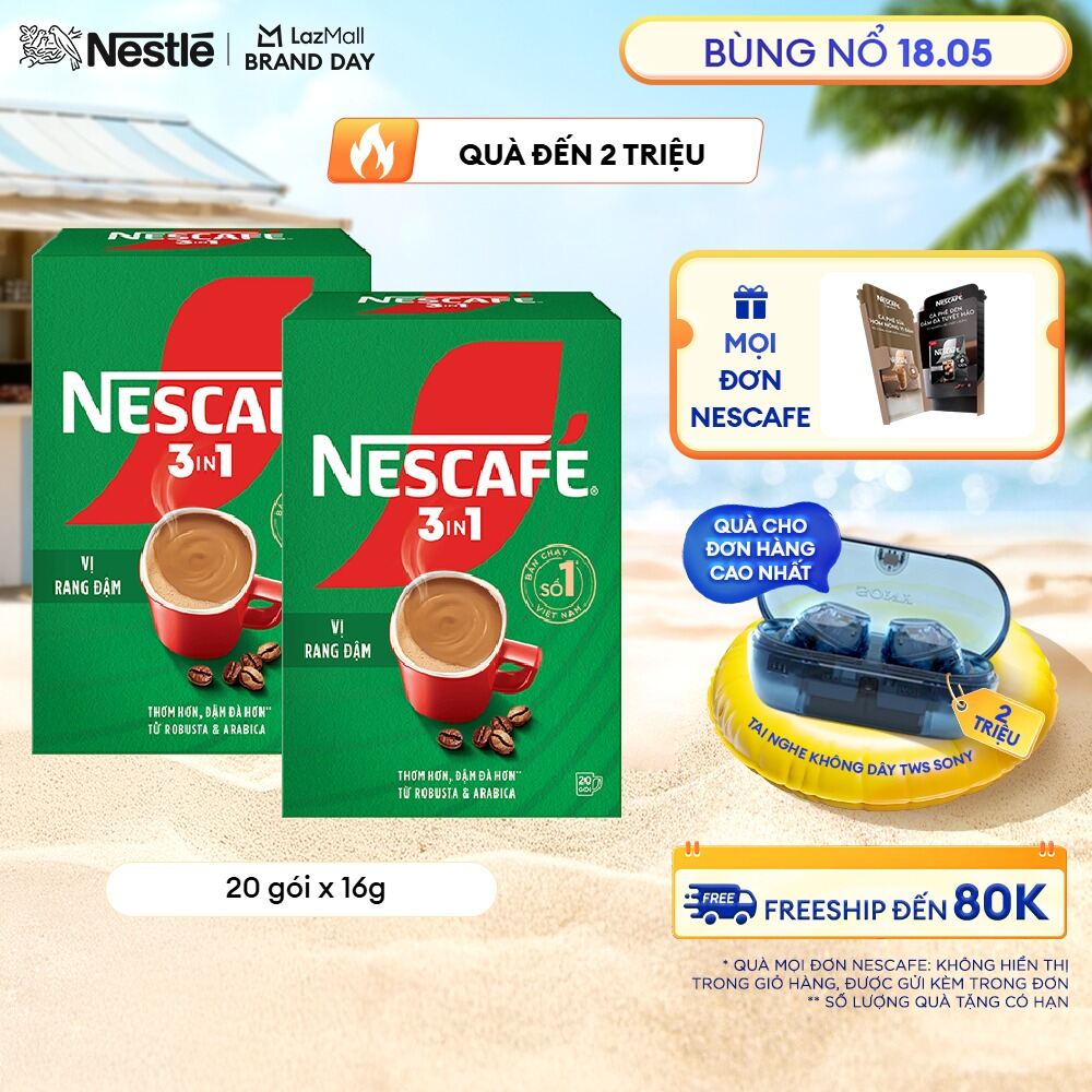 [FREESHIP TOÀN QUỐC] Combo 2 hộp NESCAFÉ 3in1 VỊ RANG ĐẬM (16g x 20 gói)