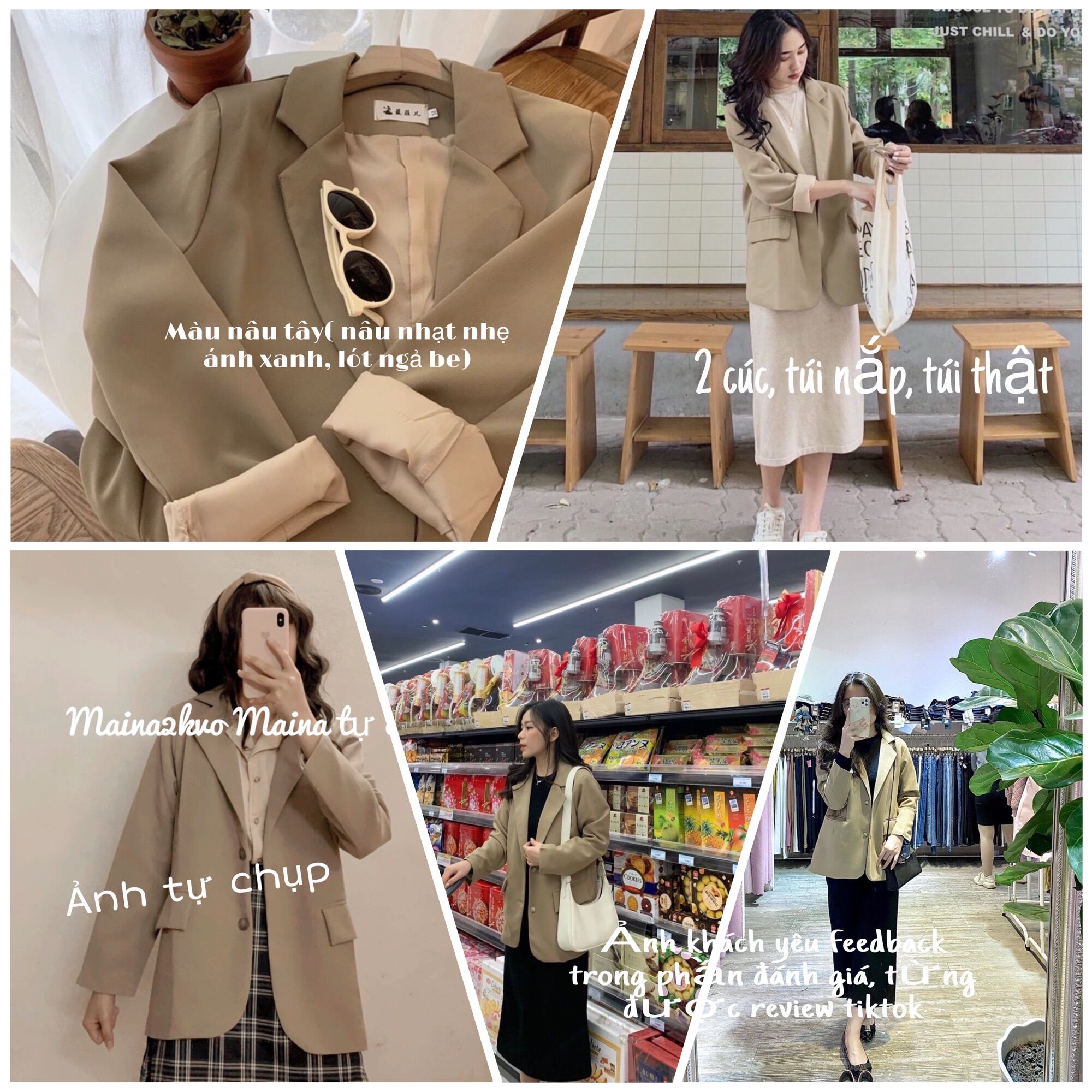 Áo Blazer Túi Nắp Basic 2 Lớp - Áo Vest Nữ Phong Cách Hàn Quốc (ảnh thật/hàng sẵn)