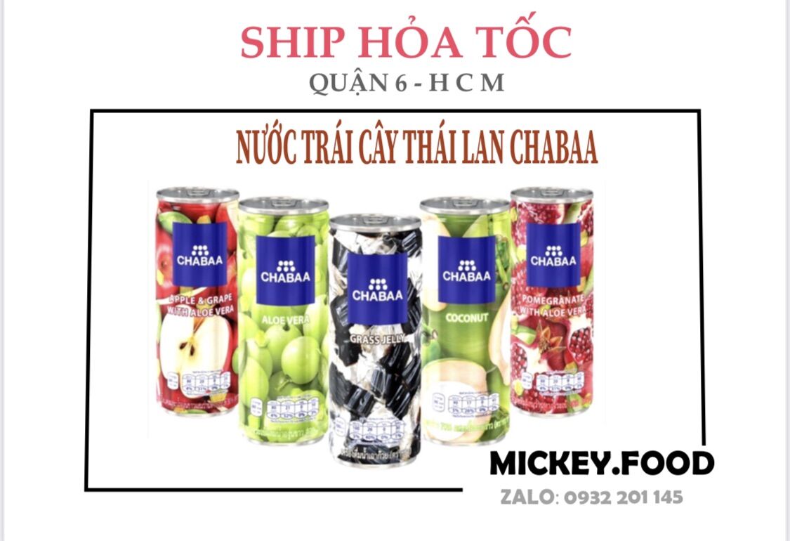 [Lốc 6 lon]  Nước chabaa thạch dừa- táo- lựa Thailand Lốc 6 lon
