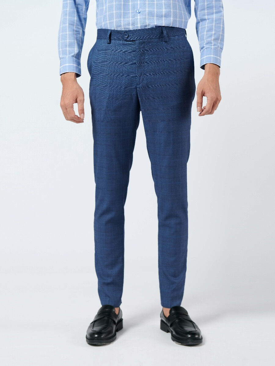 Quần âu owen màu xanh navy kẻ caro dáng trendy QD220197