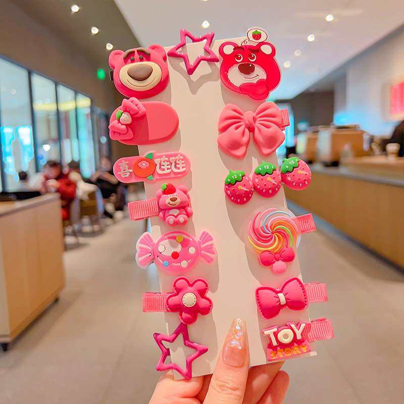 Vỉ 14 kẹp gấu hồng dễ thương cho bé gái