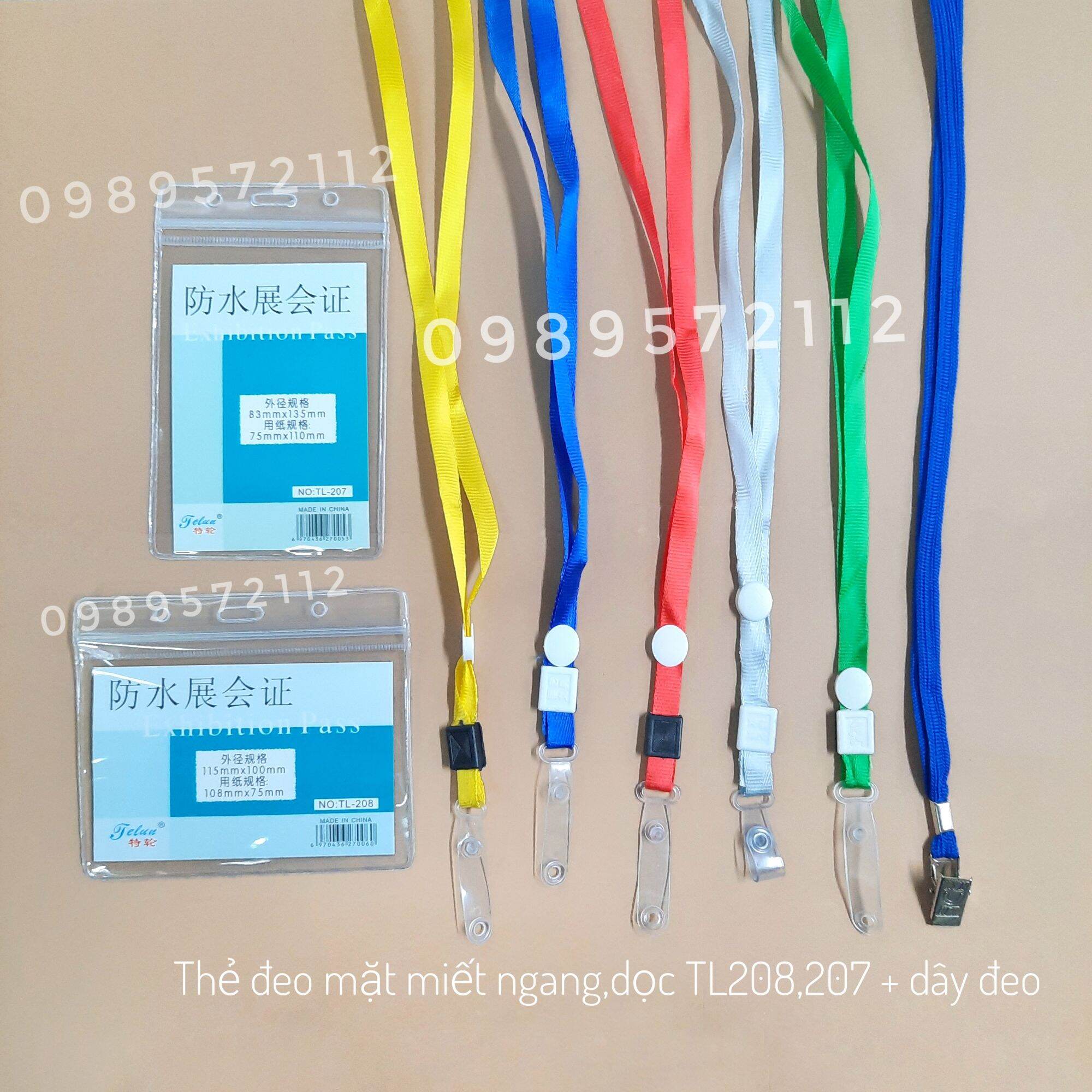 Thẻ đeo nhân viên ngang dọc TL208,207 (50 bộ, dây + mặt thẻ).