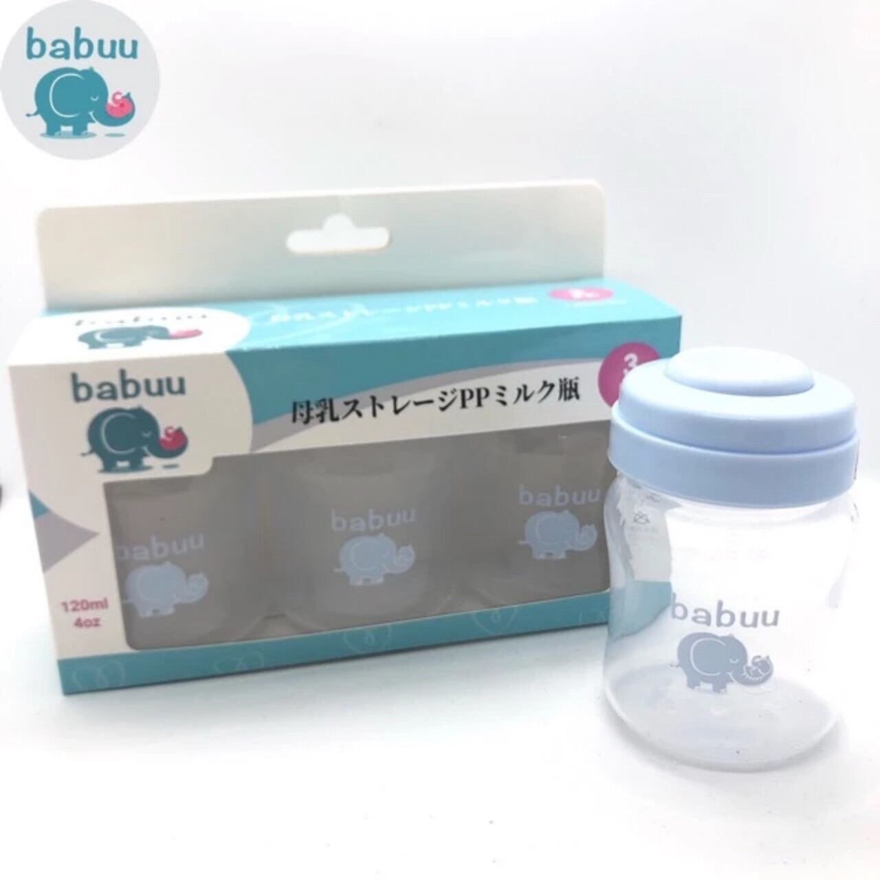 Bộ 3 bình trữ sữa 120ml BaBuu nhật bản [trữ tối đa 150ml]