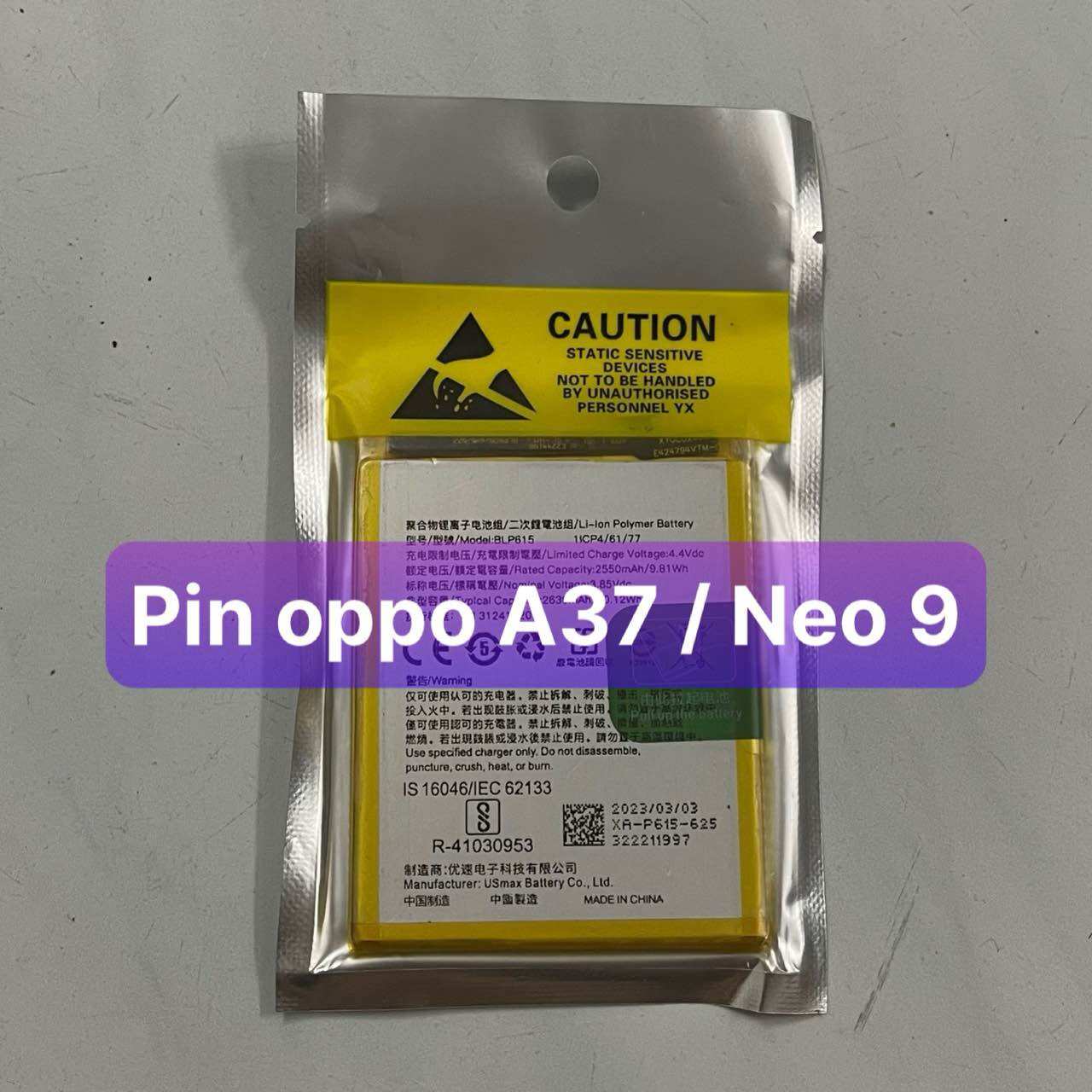 pin oppo A37 / A37f / Neo 9 mã BLP615 dung lượng 2550mAh