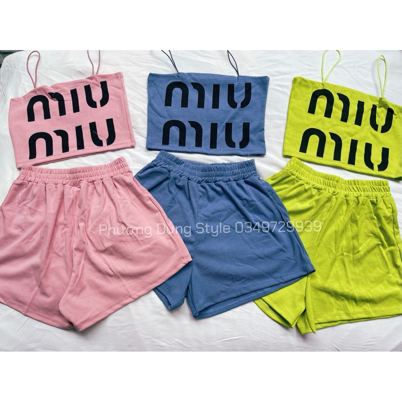 Sét bộ 2 dây thun in chữ miu miu free size dưới 53kg