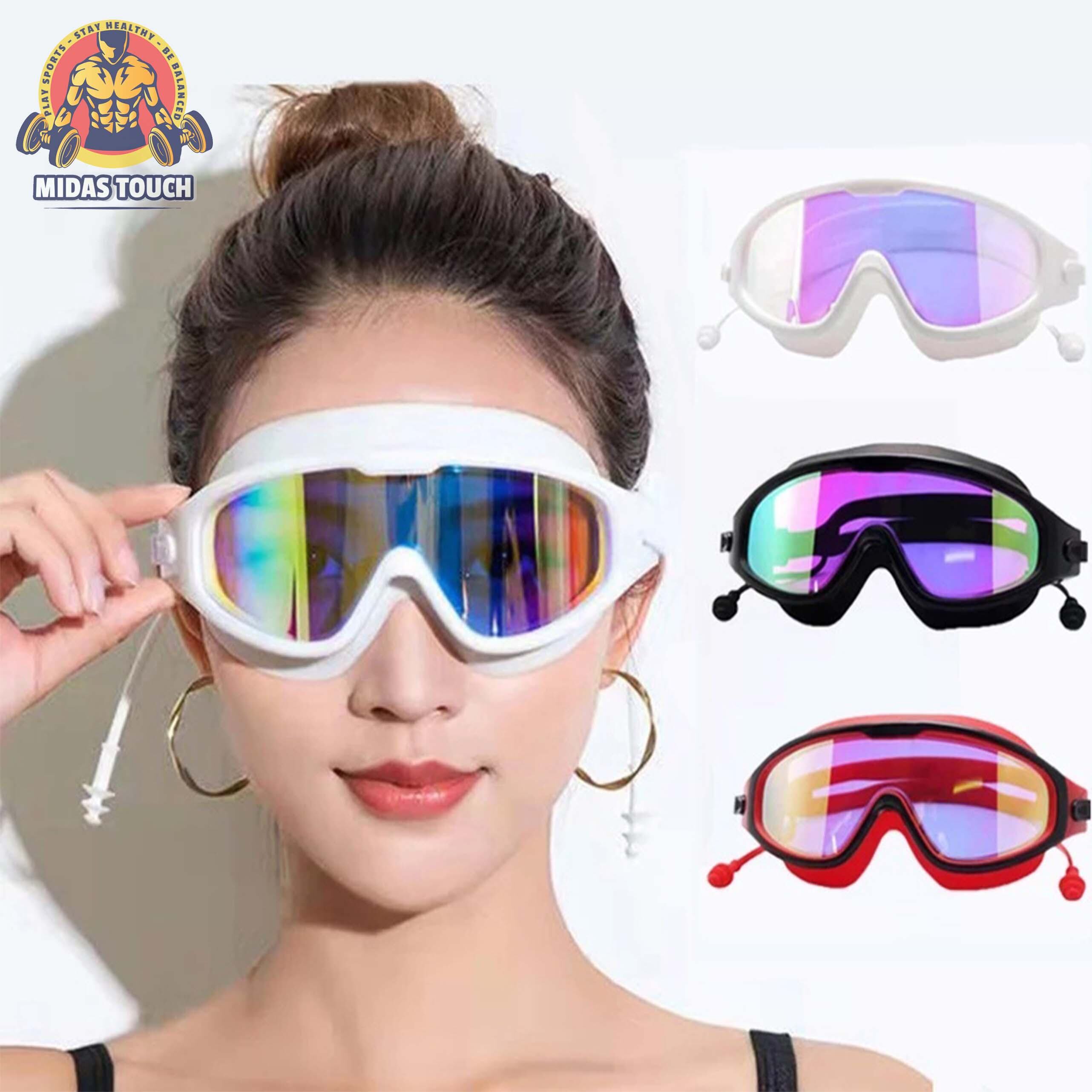 Kính Bơi Thời Trang CONQUEST Tráng Gương Kèm Bịt Tai