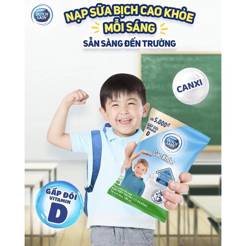 Thùng 24 bịch sữa Cô gái Hà lan Dutch lady cao khỏe 180ml x 24 bịch