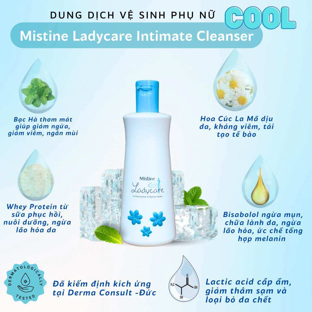 DUNG DỊCH VỆ SINH PHỤ NỮ MISTINE LADY CARE INTIMATE CLEANSER - 200ml - LADY COOL