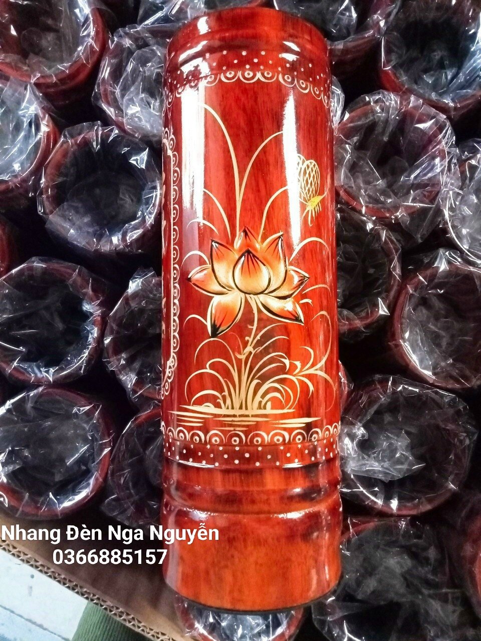 Ống đựng nhang bằng gỗ hoạ tiết nhiều size