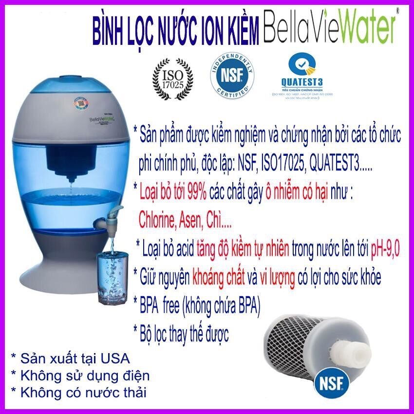 Bình lọc nước Ion kiềm Bellaviewater 20L(Egg)