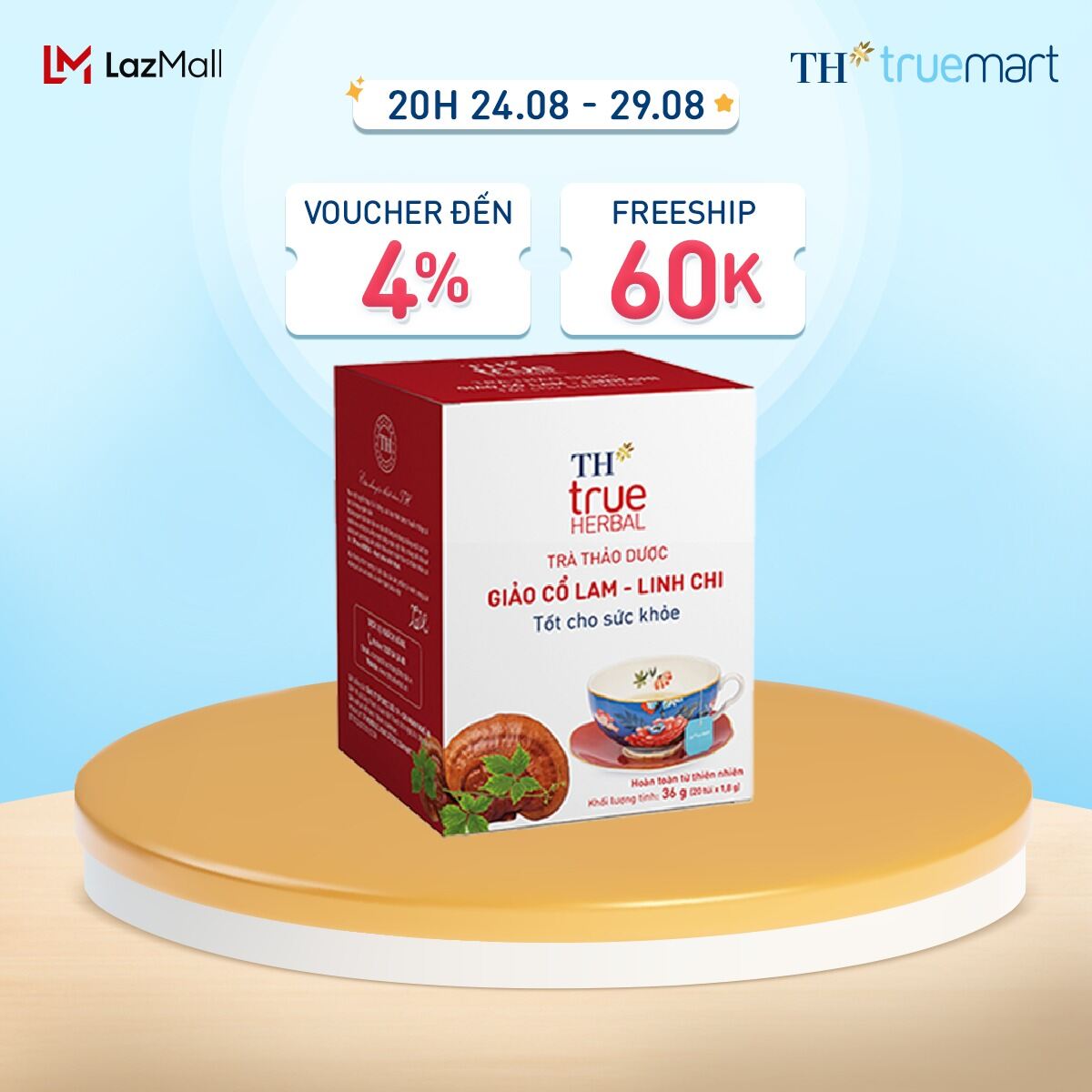 Hộp trà thảo dược th true herbal giảo cổ lam – linh chi