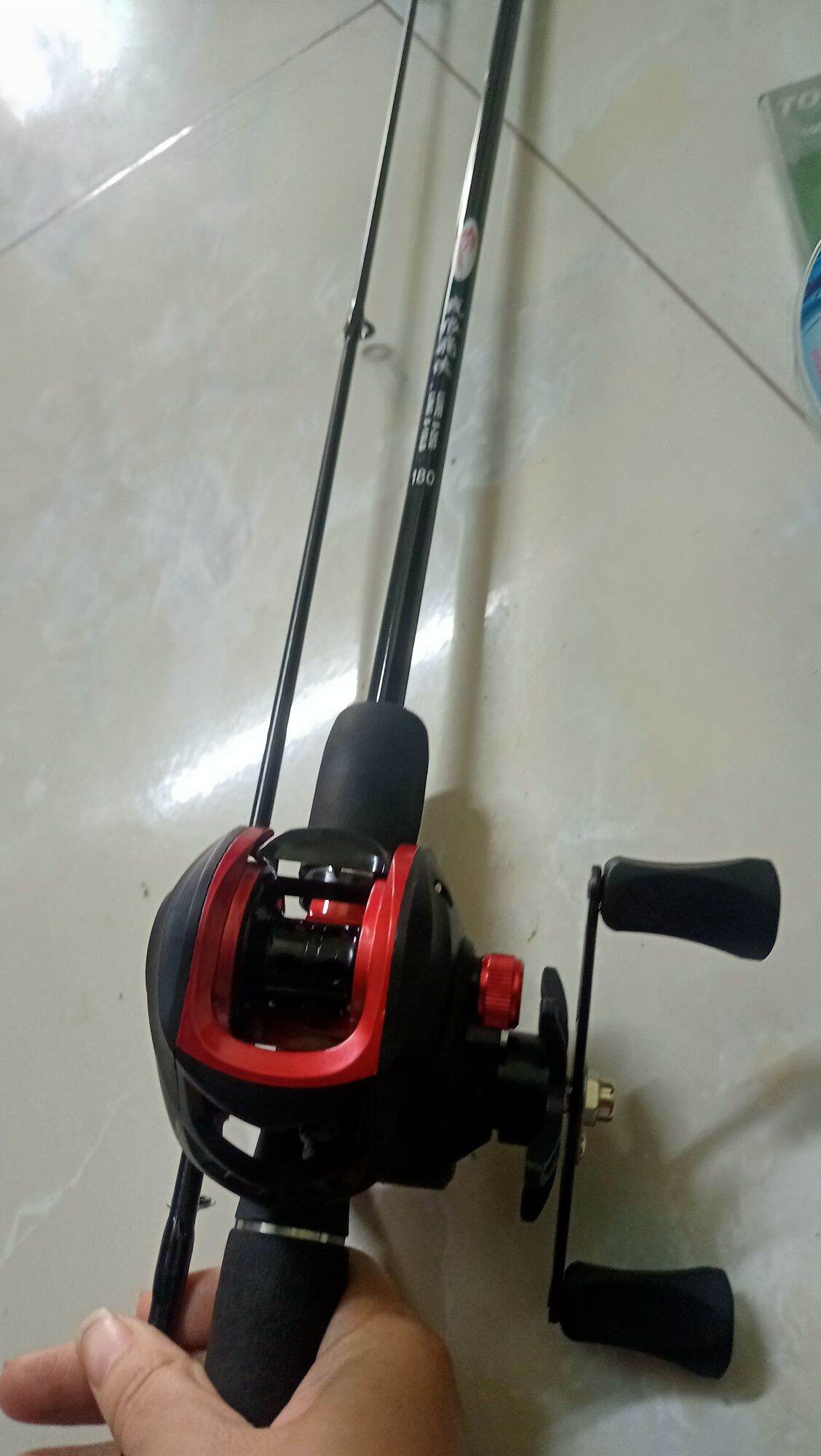 Combo cần câu lure sói đen máy ngang và phụ kiện