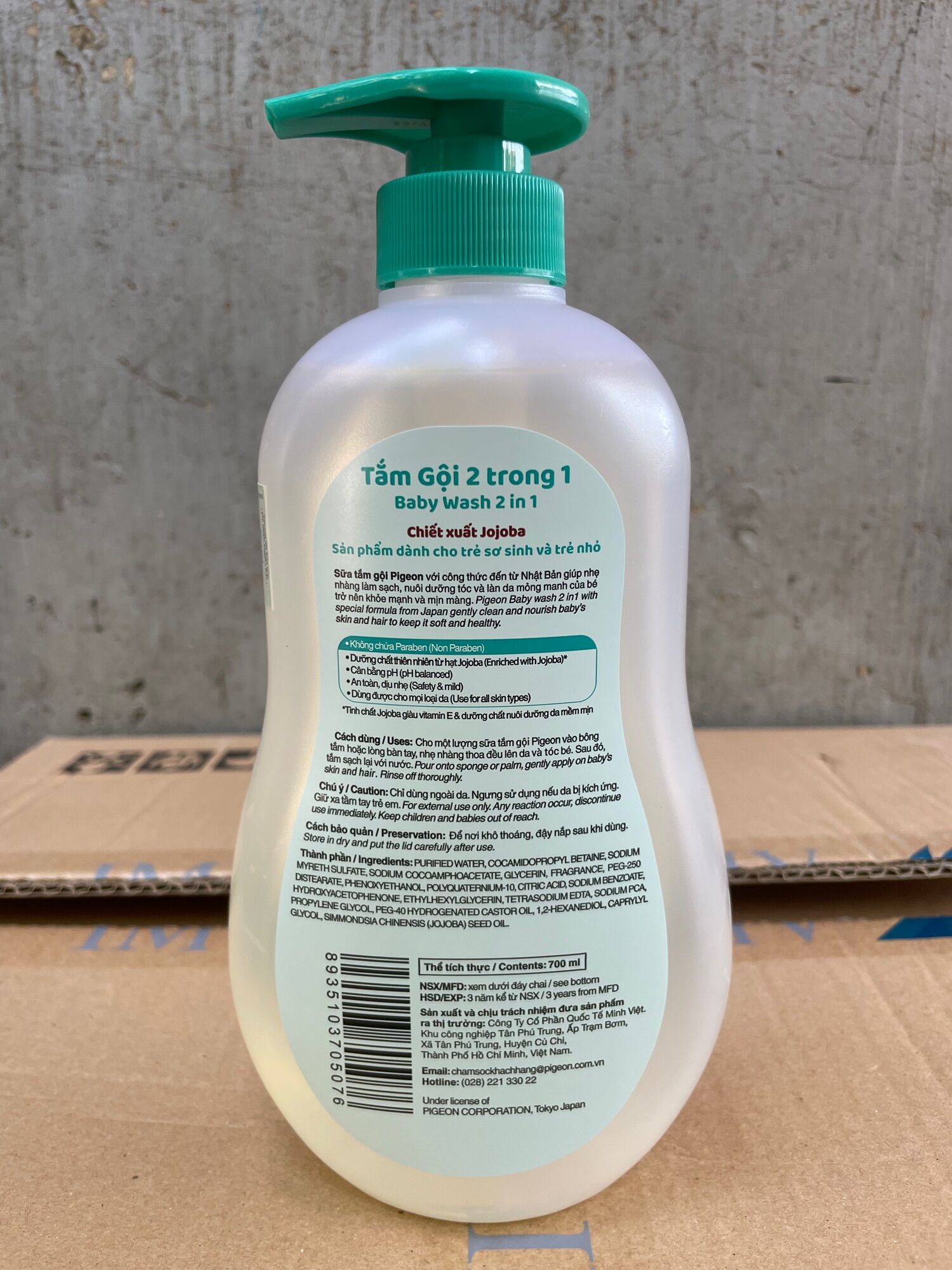 Tắm Gội Pigeon BaBy 2in1 700ml(Mầu Xanh)